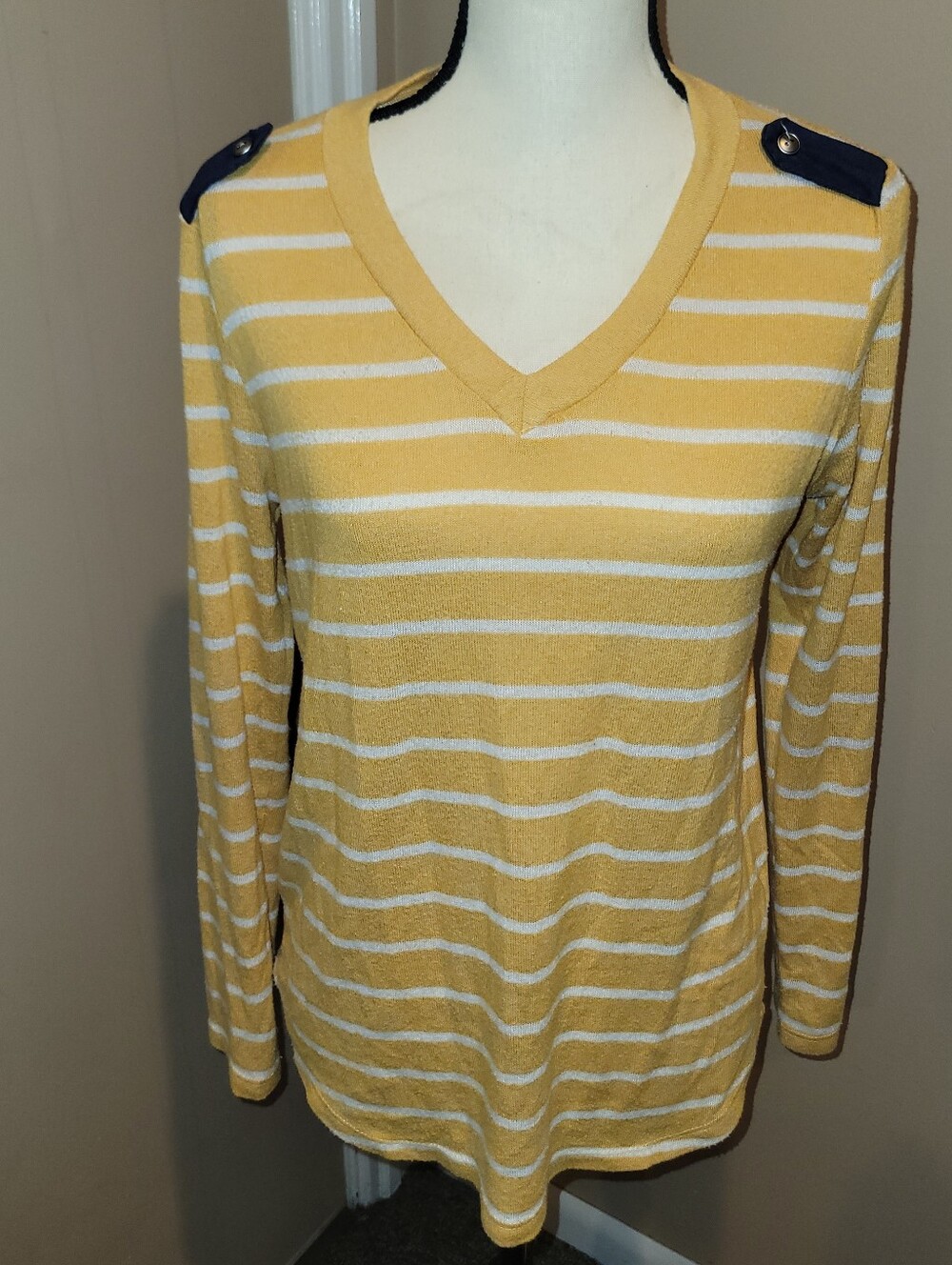 🛑Pink Clover Yellow and White Striped Knit Top